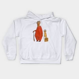 Man in red with headphone dog Kids Hoodie